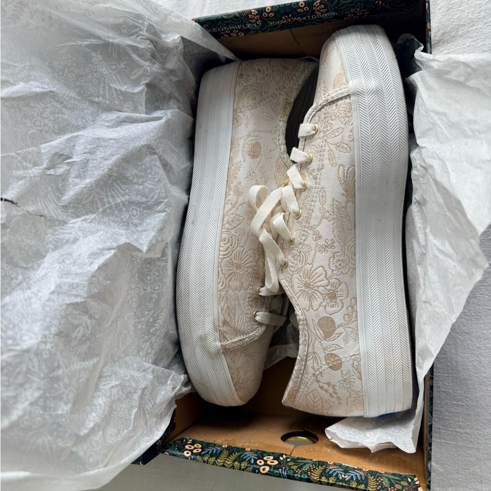 Keds x Rifle Paper Co. Triple Kick Colette Jacquard Ivory